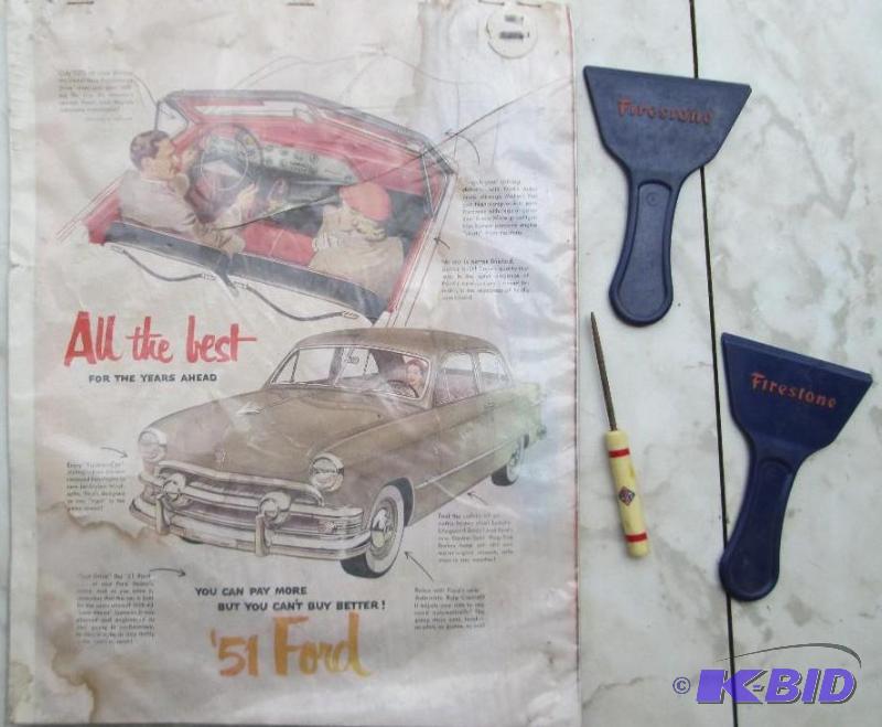 lot 183 image: 51 Ford Ad, Firestone scrapers and Skelly scr...