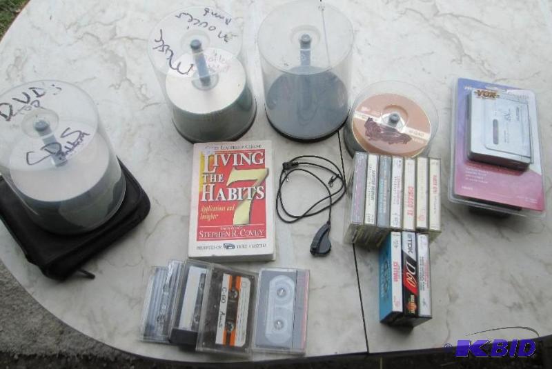 lot 186 image: Lot of CDs Tapes and a new Memorex tape recor...