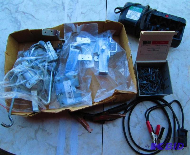 lot 29 image: Battery cables, nails, jamb latches, battery ...