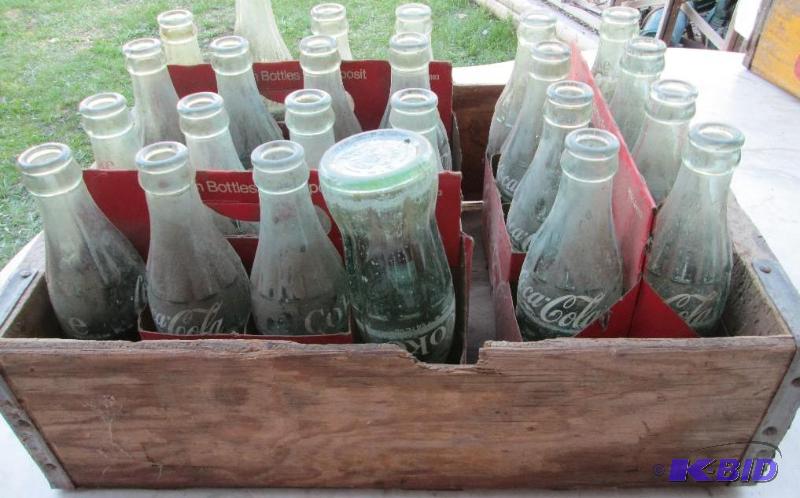 lot 67 image: Wood crate with 3 8 packs of Coca Cola bottle...