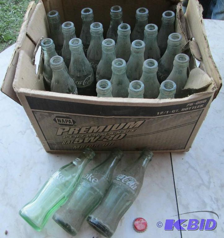 lot 71 image: Box of assorted Coca Cola bottles...