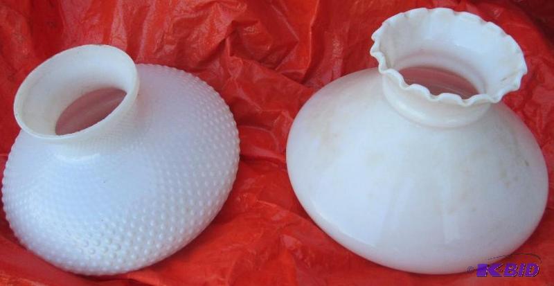 lot 80 image: Pair of vintage glass lamp shades...