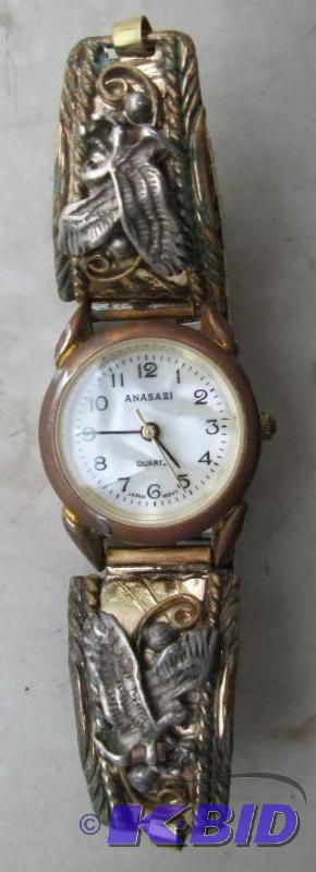 lot 97 image: Anasazi watch with eagle on the band, R. Fran...