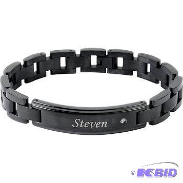 New Mens Personalized ID Bracelet in Black MS...