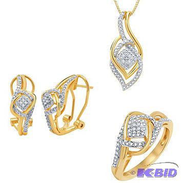 New Goldtone 110 ct tw Diamond 3-Pc. Jewelry...