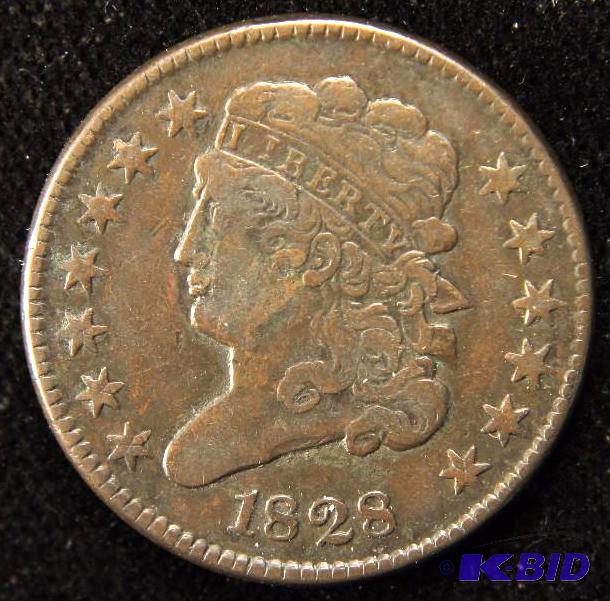 1828 HALF CENT 13 STARS VARIETY VF