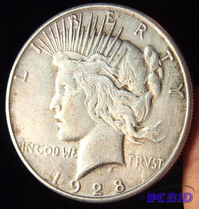 1928 S PEACE SILVER DOLLAR VF DETAILS
