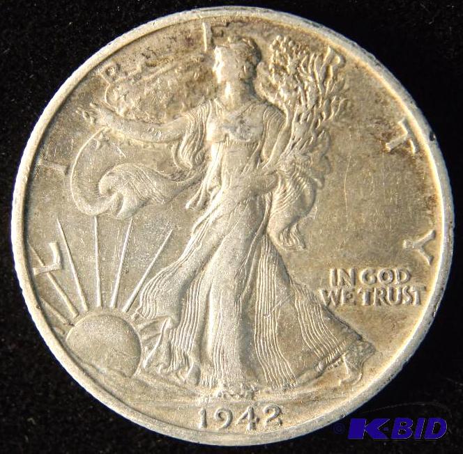 1942 S WALKING LIBERTY SILVER HALF DOLLAR XF