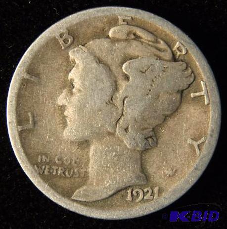 1921-D MERCURY SILVER DIME KEY DATE