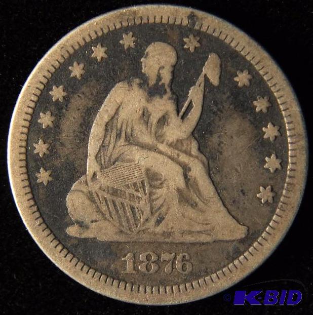 1876 CC CARSON CITY SEATED LIBERTY SILVER QUARTER