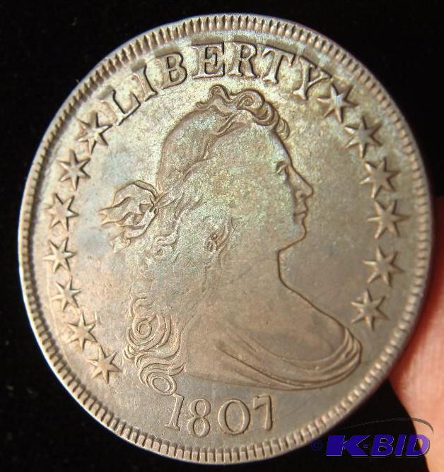 1807 DRAPED BUST SILVER HALF DOLLAR VF RARE COIN
