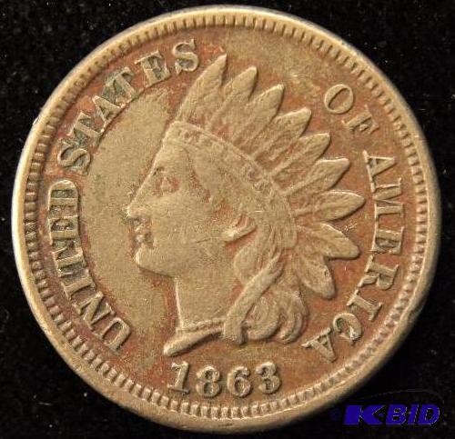 1863 COPPER NICKEL INDIAN CENT VF