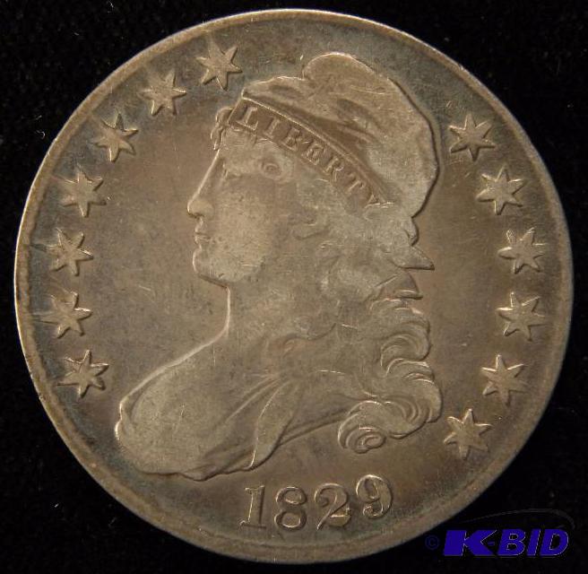 1829 CAPPED BUST SILVER HALF DOLLAR VF