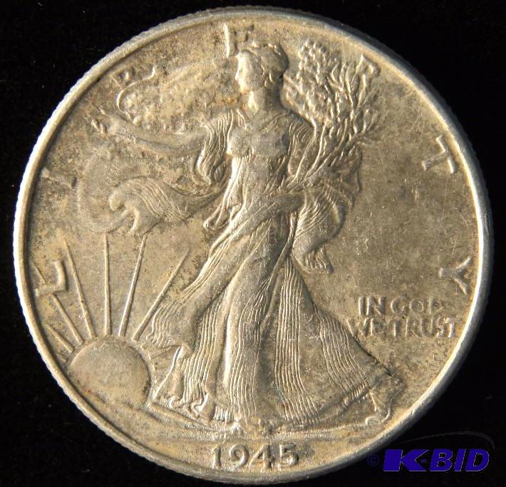 1945 WALKING LIBERTY SILVER HALF DOLLAR CHOICE XF