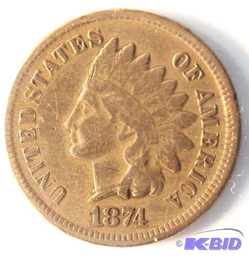 1874 INDIAN HEAD CENT FINE DETAILS