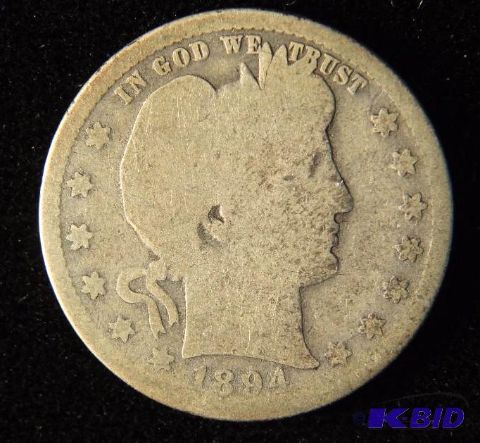 1894-S BARBER SILVER QUARTER