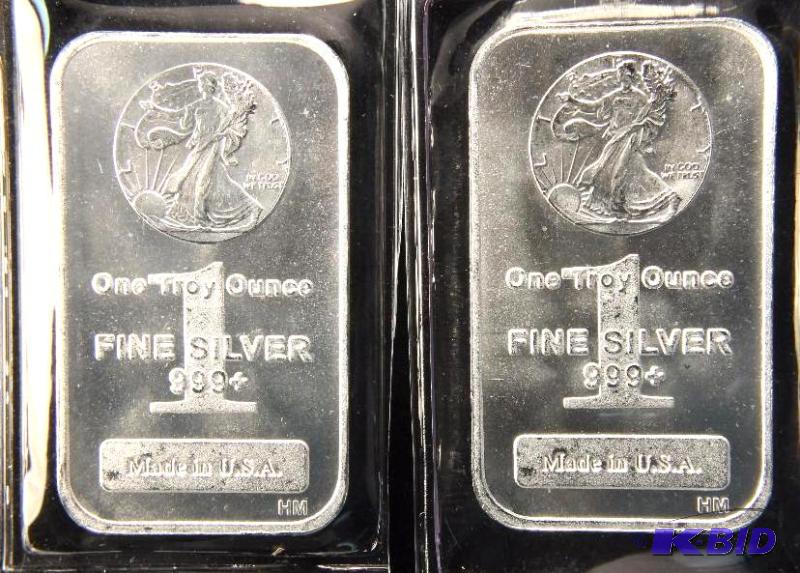 TWO - 1 TROY Oz. 999 FINE SILVER BARS MADE IN THE U.S.A.