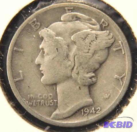 1942-D MERCURY SILVER DIME F
