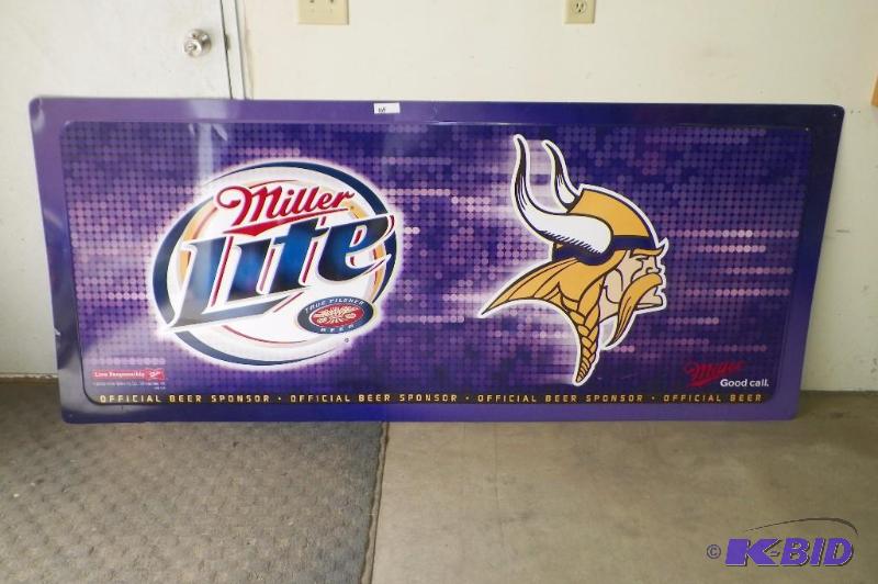 lot 109 image: 3 x 7 Vikings Metal sign from 2006 - does have a couple dents