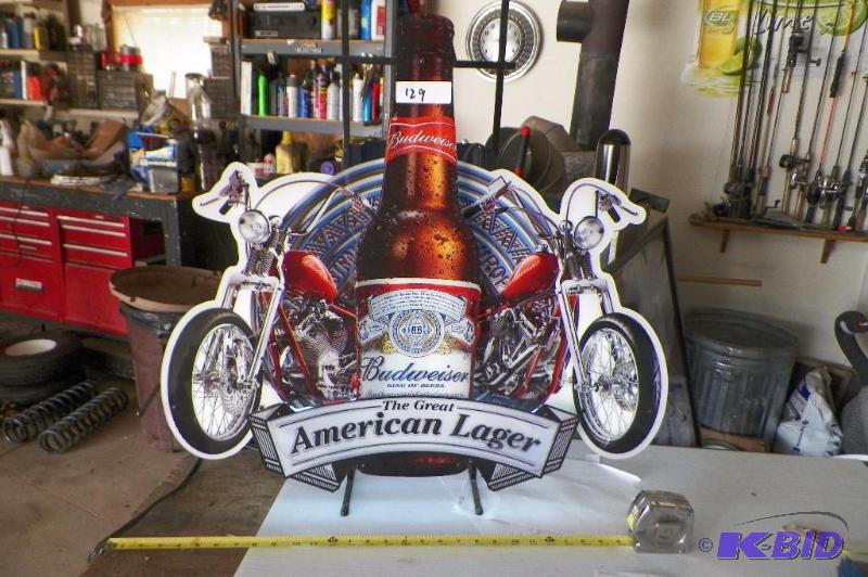 lot 129 image: Bud Motorcycle Neon Light Sign