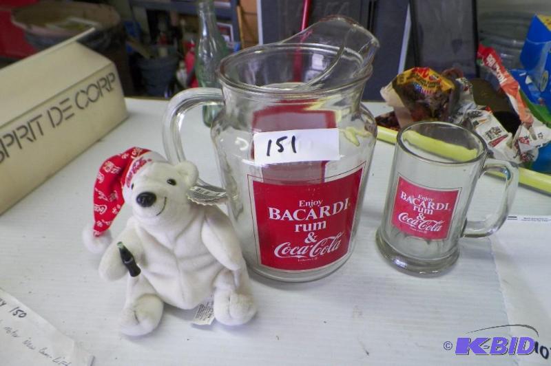 lot 151 image: 1978 Bacardi Glass & Pitcher - Pitcher has chips