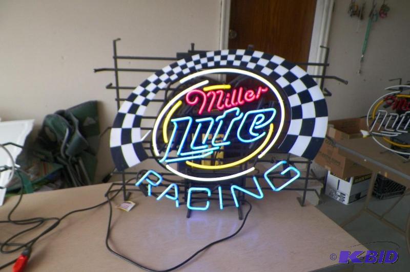 lot 172 image: Miller Lite neon Racing Sign - Works Fine