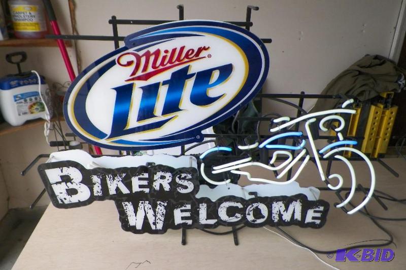 lot 173 image: Miller Lite Bikers Welcome Neon Sign - Works Fine