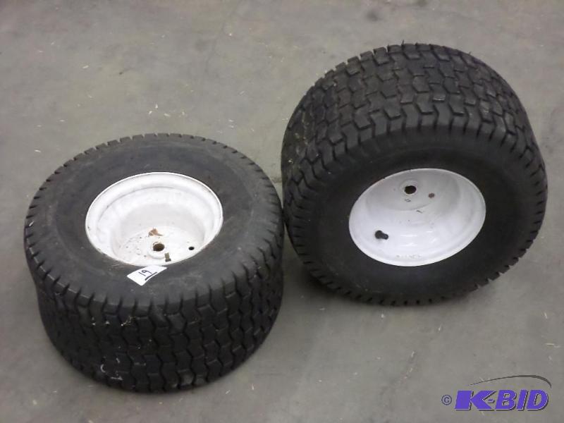 lot 19 image: (2) 188.58 NHS Lawn Tractor Wheels & Ti...