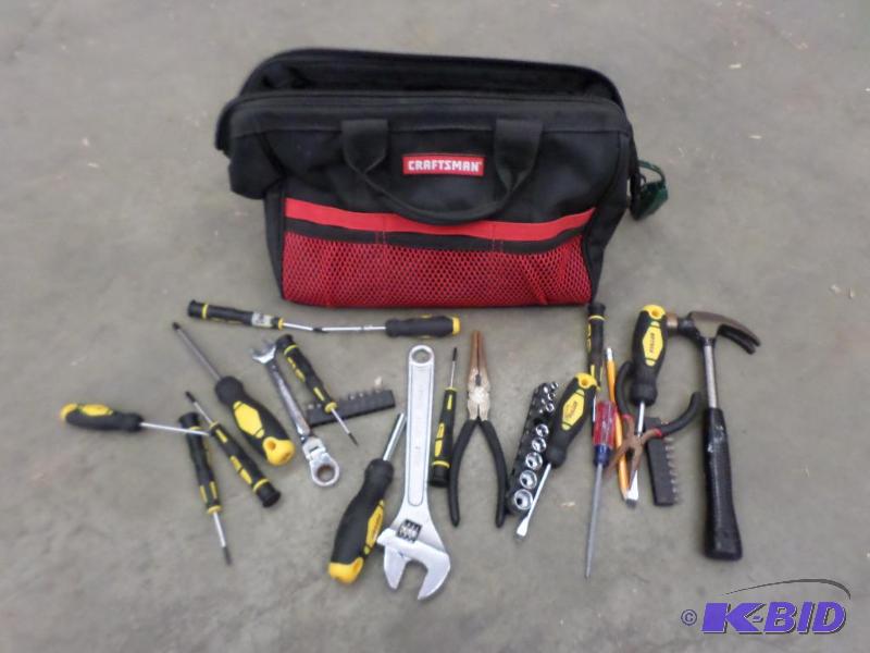 lot 31 image: Craftsman Tool Pouch Full Of Misc Hand Tools...