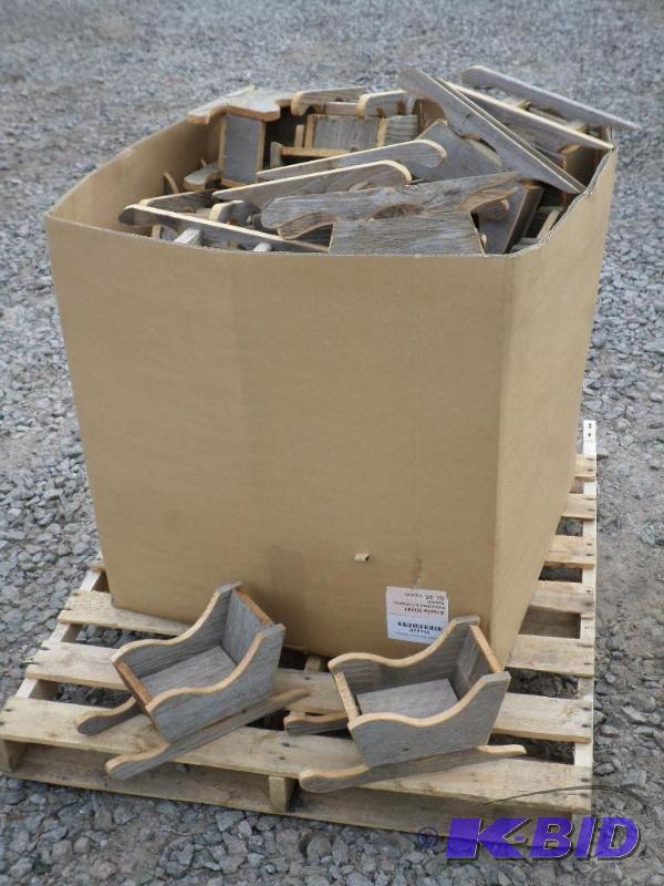 lot 5 image: Box Full Of Approx (40) Handmade Wooden Sleig...