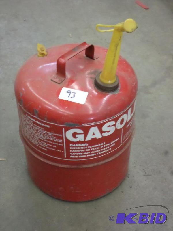 lot 93 image: 5-Gallon Steel Gas Can...