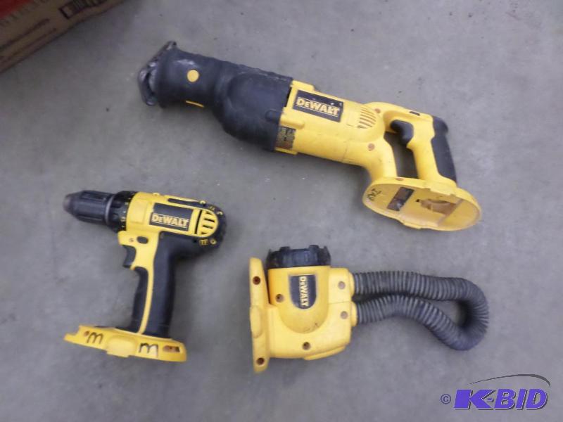 lot 94 image: (3) DeWalt Cordless Tools, No Batteries...