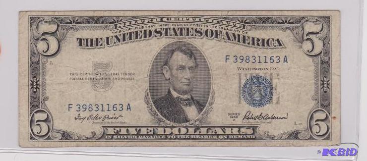 1953 A $5.00 Silver Certificate