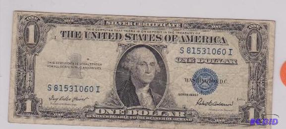 1935 F Blue Seal Silver Certificate