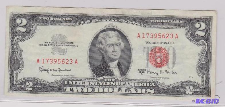 1963 A Red Seal $2 Bill