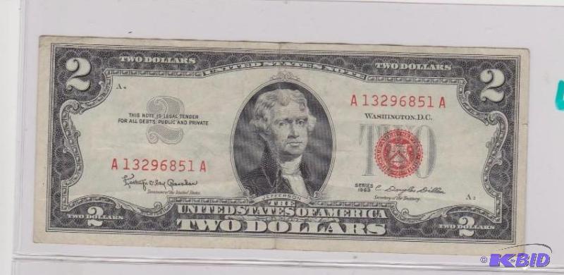 1963 Red Seal $2.00 Bill