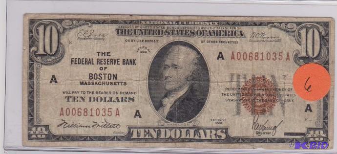 1929 Boston National Currency $10.00