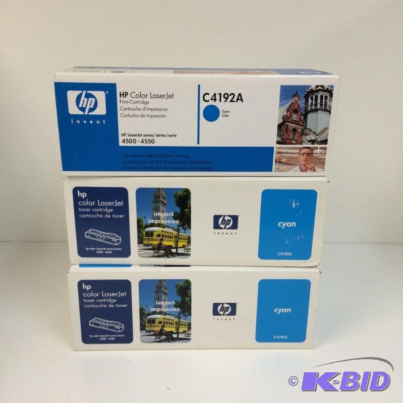 lot 20 image: Lot of (3) NEW Genuine HP C4192A Cyan Toner C...
