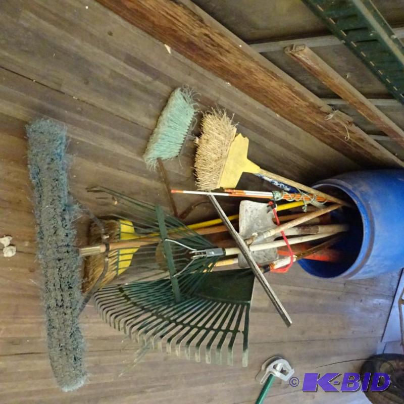 Bin of misc lawn and garden tools...