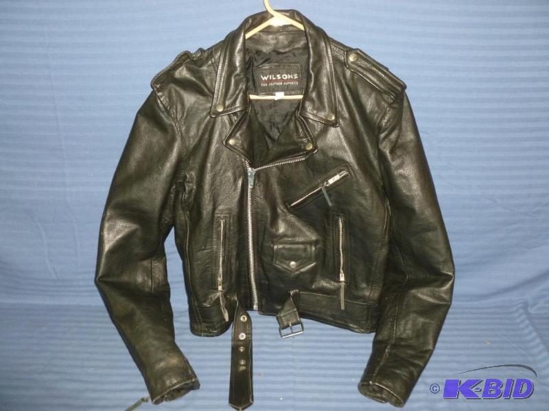 lot 109 image: Wilsons leather biker type jacket size small...