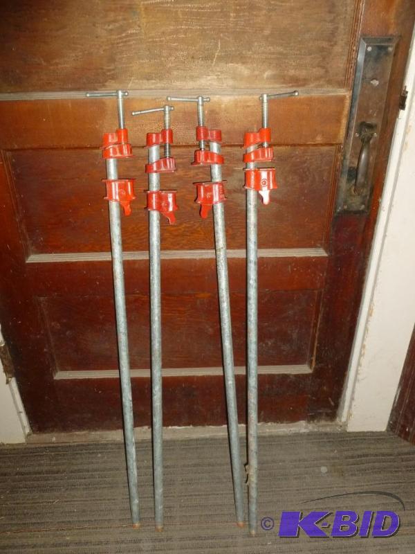 lot 136 image: Lot of four heavy duty 12" pipe clamps,...