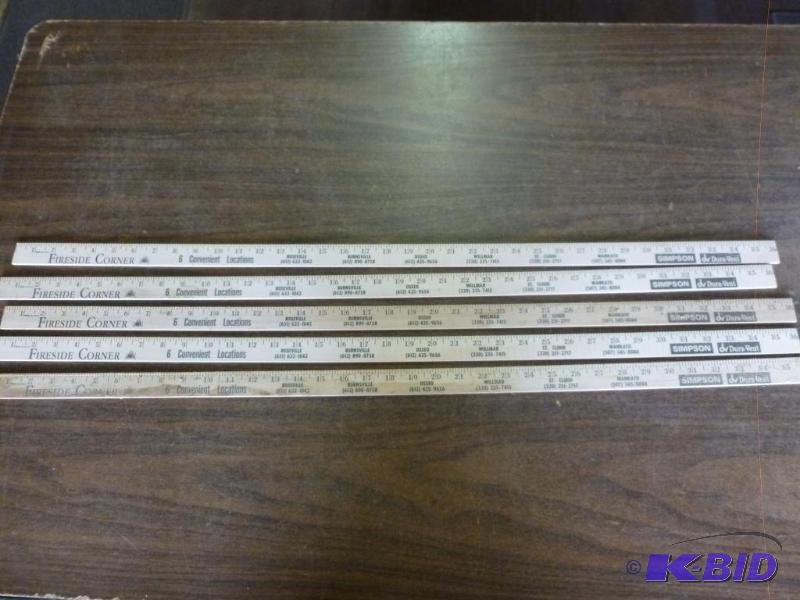 lot 147 image: Lot of five wooden yard sticks. ...