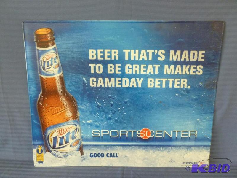 lot 2 image: Large Miller Lite embossed metal sign that me...