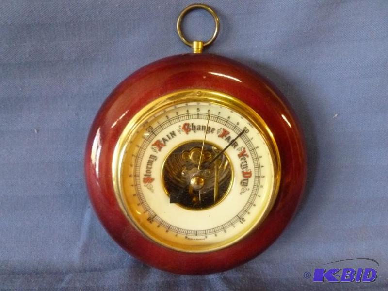 lot 47 image: Nice wall barometer, measures 5" across,...