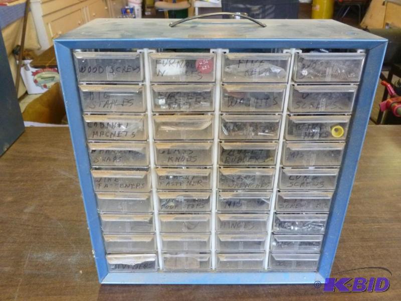 lot 68 image: Akro-Mils 36 drawer shop organizer with small...