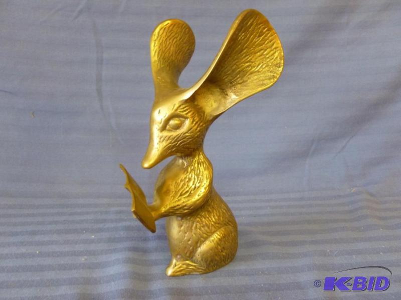 lot 75 image: Large cast brass big earred rodent decoration...