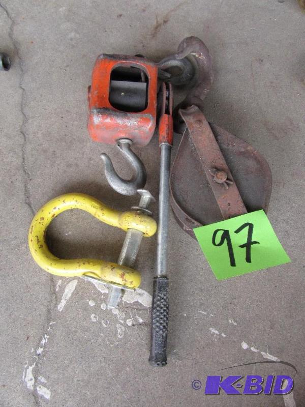 Hand winch with Cable, Clevis, 2 Reel Pulley