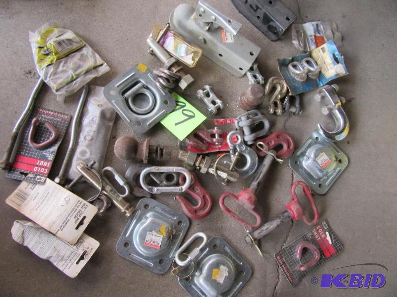 Lot of Pins, Pull Rings, Boat Tongues, Trailer Hitch Balls, Hooks and other as pictured