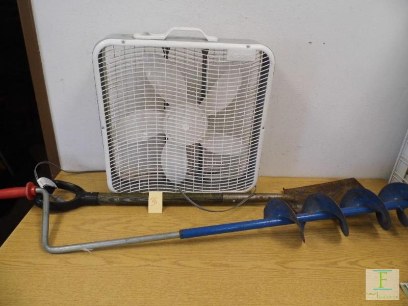 lot 38 image: Ice Auger, Shovel, Fan