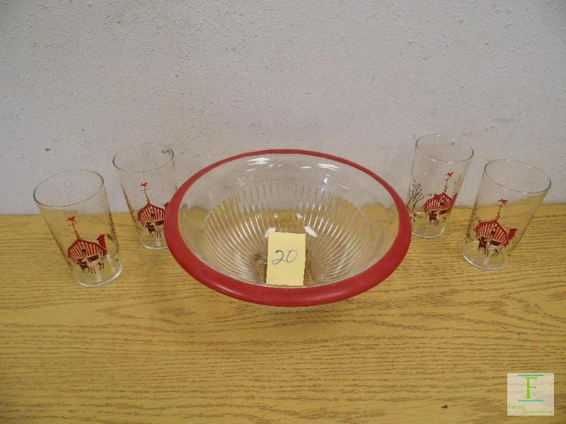 Vintage Bowl wGlasses